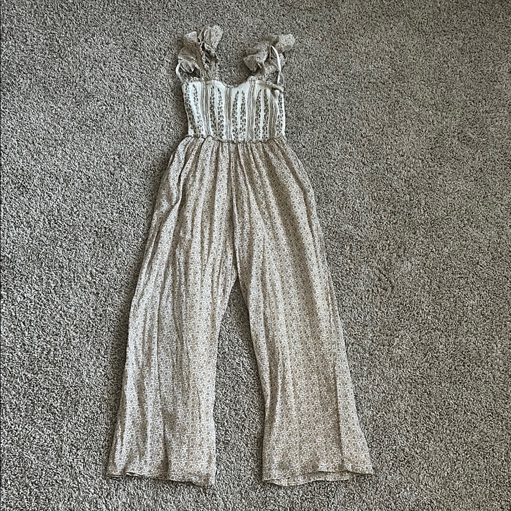 Elegant Cream Jumpsuit with Floral Accents